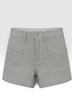 7 For All Mankind Black & White Pinstripe High-Waist Shorts